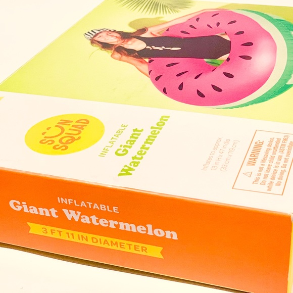 Giant Seeded Watermelon Inflatable Ring Float | Pink Pool Ring by Sun Squad - Picture 2 of 3